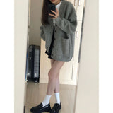 Korean Version Of V-Neck Lazy Wind Cardigan 2025 New Simple Sweater Women's Spring And Autumn And Winter Leisure Loose Knitting Shirt HZ0108