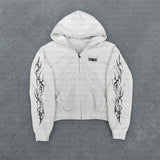 Vintage Punk Complex Design Print Zipper Open-Shirt Hoodie Women's Jersey HZ0108