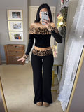 Sexy Ass Hairy Waist Splicing Knitted Trousers Hottie Slimming Comfortable Casual Pants HZ0108