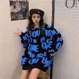 New Autumn And Winter Sweet Fresh Wind Letter Embroidery Velvet Tuxedo Korean Version Of Loose Round-Neck Sweater Knitted Shirt HZ0108