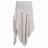 Vacation Leisure Style Folding Open Fork Irregular Design Low-Waist Long Skirt New Solid Color Hanging Half Skirt HZ0108