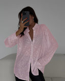 Spring/Summer 2025 New Pearl Blouse Collared Long-Sleeved Sleeve-Jersey Basic Women's Shirt Coat HZ0108
