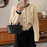 Outside Wearing A Round-Neck Sweater Coat Women's New Autumn And Winter Free Lazi Short Small Knitted Open Shirt HZ0108