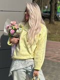 Women's Crumped Flower Sweater Autumn Women's New Loose Leisure Fashion Flower Sweater HZ0108