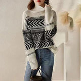Vintage Color Thigh Base Knitted Jersey Autumn Winter New Fashion High-Necked Loose Long Sleeve Inside Sweater Woman HZ0108