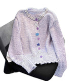 Sweet Soft-Creative Gentle Wind Sweater Woman 2025 Spring And Autumn Women's Round-Neck Loose Thin Knitted Shirt Coat Woman HZ0108