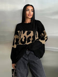 New Retro Sweater Leopard Print Fashion Trend Loose Round Collar Lazy Wind Early Autumn Coat Women Wear HZ0108