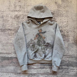 Wear-Dress Print Pattern Long-Sleeved Hoodie Hoodie Retro Coat Street Trendy Y2k HZ0108