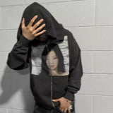 Men's And Women's Cute Hoodie Teen Oversized Sweatshirt Casual Clothes Zipper Thick HZ0108