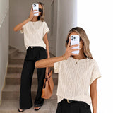 2026 Tiktok Summer New Lady Casual Round Neck Wtf Blouse T-Shirt HZ0108