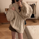 Round Collar 2025 New Soft-Mascued Knitting Coat On The Head Of The Lazy Wind Korean Version Of The Loose Sweater Coat Women's Large Autumn And Winter HZ0108