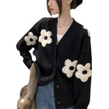 2025 New High-End Lazy Retro Short Knitted Cardigan Three-Dimensional Flower Sweater Women's Coat Autumn And Winter HZ0108