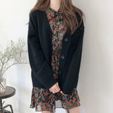 Korean Version Of Simple Solid Color College Style Knitted Cardigan 2025 Spring And Autumn New Loose Set Thin Sweater Women's Coat HZ0108