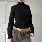 Autumn And Winter Solid Color Slimming Fashion Coat Women's Short-Term Waist Thin Black Collar Jacket HZ0107