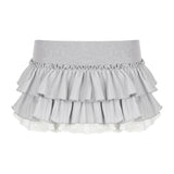 Sexy Sweet Spicy Wind Splicing Wooden Ear Girl Cake Skirt New Low-Rise Solid Half-Body Skirt HZ0108