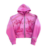 H-Hop Rock Pink Design Color Cardigan Hoodie Sweater Coat Blouse Gradient Coat HZ0108