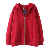 Women's Cute Hoodie Teen Girl Autumn Jacket Oversized Sweatshirt Casual Drawstring Dress Zipper Thick HZ0108