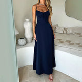 Spring 2025 New Women's Temperament Elegant Solid Color Sling A Dress Dress Dress HZ0108
