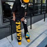 High Street National Tide Pants High Street In Tide Brand Men And Women Loose Print Trousers HZ0108