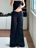 Street Style Basic Simple Solid Color Thin Suit Pants Low-Waist Style Sleeker Leisure Trousers HZ0108