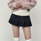 Y2K Millennium Spice Girl Style Design 100-Folded Skirt Short Skirt 2025 Women's Retro Style Low-Waisted Half Skirt HZ0107