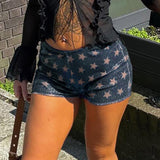 New Street Hottie Wind Chime Spliced Five-Pointed Star Low-Rise Shorts Sexy Body-Body-Buff Hot Pants 2025 Summer HZ0107