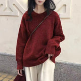 Solid Color Soft-Creating Sweater Women's Autumn And Winter 2025 New Lazy Wind Foundation Round Collar Knitted Shirt Top HZ0108
