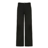 Solid Color Foundation Black Simple Style Low-Waist Suit Pants Women Loose Hanging Broad Leg Pants Slim Thin Casual Pants HZ0107