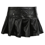 Street Rivet Dark Wind Black Folded Skirt Low-Rise Design Zipper Showing Thin Low-Rise A-Skin Skirt HZ0108