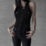 Women's Clothing Ins Net Red Hot Girl With The Same French Top Sexy Beautiful Backwork Shirt Sleeveless Shirt HZ0107