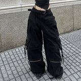 2025 Spring And Summer Women's Wear In The Red Street Dark Chain Button Weaving With Hm Hop Loose Casual Pants HZ0107