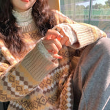 Vintage Jaccupy Rhyme Loose Knitted Sweater Female Students 2025 New Autumn And Winter Wear Lazy Wind HZ0108