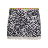 Sexy Babes Zebra-Skin Leucin Lace Skirt New Personalized Street Slimming Bag Hip Skirt HZ0108