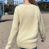 Autumn And Winter New Loose Round Collar Collar Collar Base Sweater Women Pick Up Simple British Style Flag Top HZ0107