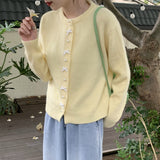 Spring And Autumn Bow Pearl Button Sweater Women's High Sense Korean Casual Gentle Wind Knitted Shirt Coat HZ0108