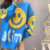Osaka Loose Sweater Women's Autumn And Winter Women's Fashion Commuting Jacket In The Long Smiley-Face Round Collar Knitting Top HZ0108
