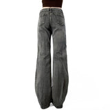 Spiced Beads Embroidered Floral Design To Make Old Water Wash Micro-Tipped Jeans Retro Low-Rise Thin Casual Trousers HZ0107