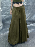 Vintage Green Lace Spliced Low-Rise Half-Slener Heavyweight Zip-And-Dragging A-Dress Slimmed-Down Skirt HZ0108