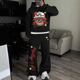 2025 Gothic Retro Loose Personalized Print Hooded Long-Sleeved Zippered Sweater HZ0108