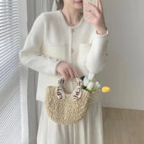 Small Scented Coat Women Spring And Autumn 2025 High-End Famous White Imitation Water Marinade Fashion With Short Sweater Cardigan HZ0108
