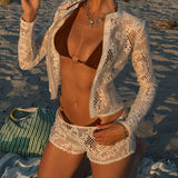 New Hollow Lace Splicing Babes Sexy Summer Slim Slime Thin Perspective Low-Rise Hot Pants HZ0107