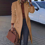 2025 Autumn And Winter New Women's Long-Sleeved Long-Sleeved Long Hair, The Women's Coat Double Buckle Coat HZ0108