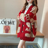 Autumn And Winter Sweater Jacket Spring And Autumn Large Size Women's Clothing 2025 New Lazy In Korean Version Of Loose V-Collar Knitted Cardigan Women HZ0108