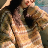 Vintage Jaccupy Rhyme Loose Knitted Sweater Female Students 2025 New Autumn And Winter Wear Lazy Wind HZ0108