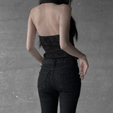 Women's Clothing Ins Net Red Hot Girl With The Same French Top Sexy Beautiful Backwork Shirt Sleeveless Shirt HZ0107