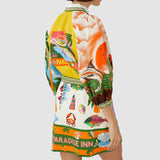 2025 New Casual Fashion Print Shirt Cardigan Temperament Dress HZ0108