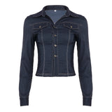 Vintage Style Blue Buckle V-Neck Shirt Babes Street Style Dress Buckle Design Long-Sleeved T-Shirt Girl HZ0107