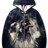 2025 Autumn Zipper Hoodie 3D Digital Printing Men's Trend Loose Leisure Clothing HZ0108