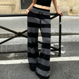 Autumn 2025 Languid Wind Hit The Color Striped With Casual Pants Feel Thin Loose Broad Legs Hot Trousers HZ0107