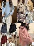 Solid Color Soft-Creating Sweater Women's Autumn And Winter 2025 New Lazy Wind Foundation Round Collar Knitted Shirt Top HZ0108